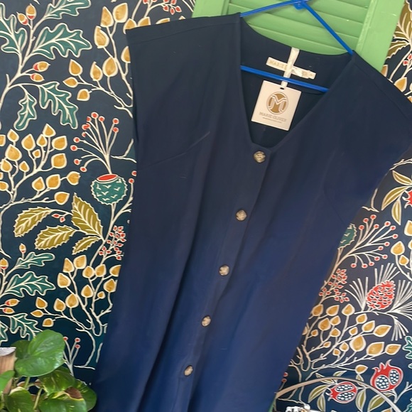 NWT Marie Oliver Navy Cotton Dress with Buttons - Picture 2 of 13